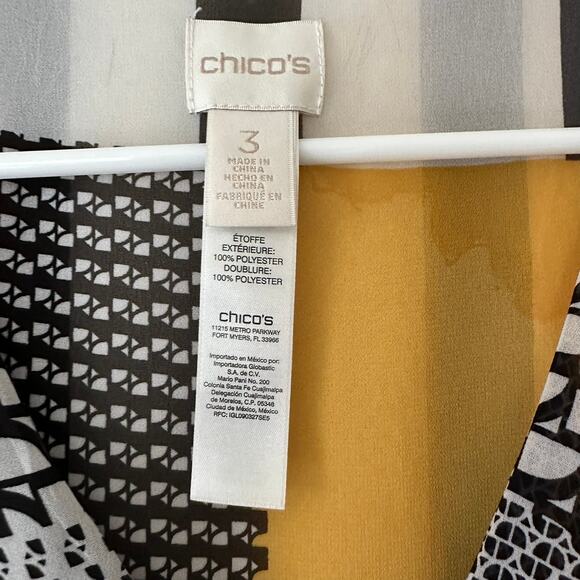 Chico’s Womens Patchwork Print Blouse Size 3/XL Geometric Modern Art Office - Picture 3 of 9